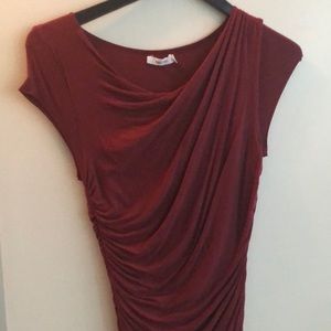 Bodycon Bailey 44 deep red ruched dress cap sleeve